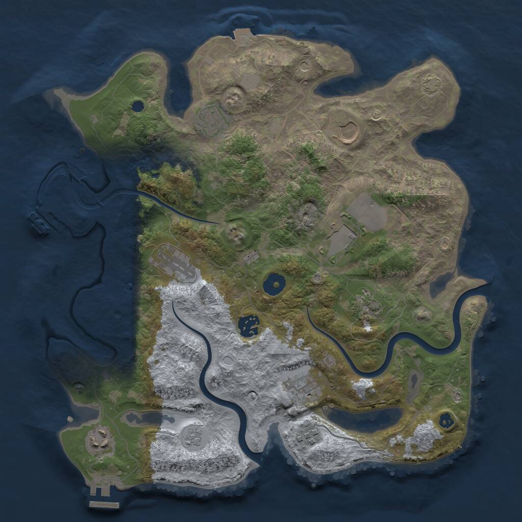 Rust Map: Procedural Map, Size: 3550, Seed: 909827, 15 Monuments