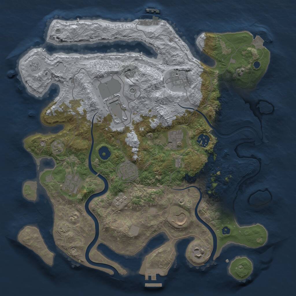 Rust Map: Procedural Map, Size: 3550, Seed: 255916, 15 Monuments