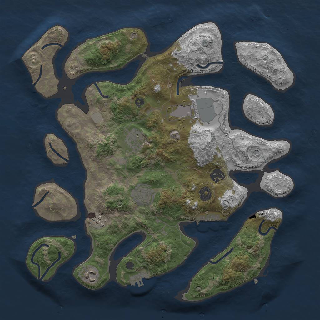 Rust Map: Procedural Map, Size: 3500, Seed: 889326213, 14 Monuments