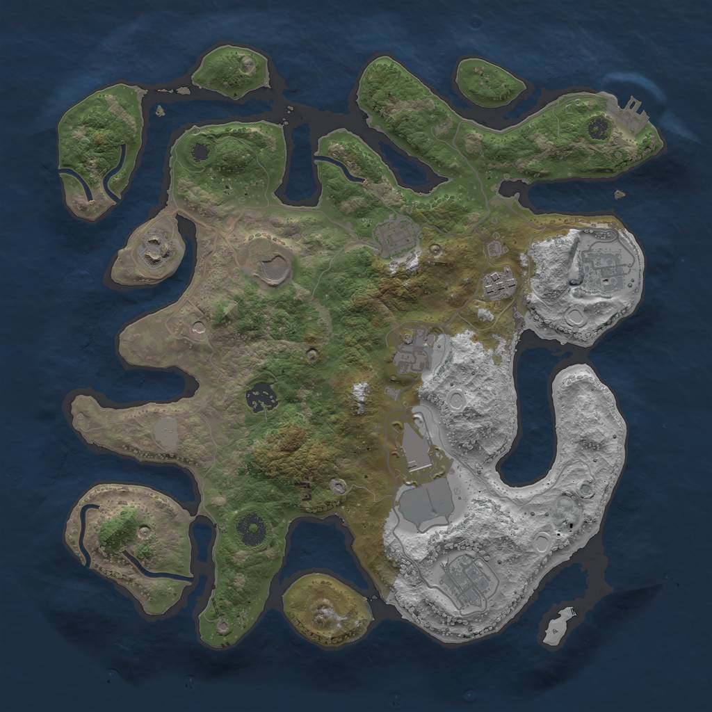 Rust Map: Procedural Map, Size: 3500, Seed: 34707, 16 Monuments