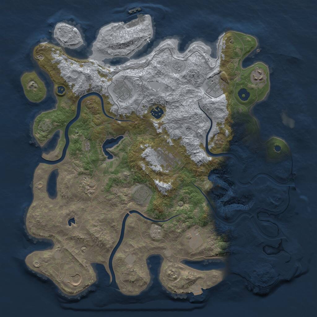 Rust Map: Procedural Map, Size: 4000, Seed: 557033, 16 Monuments