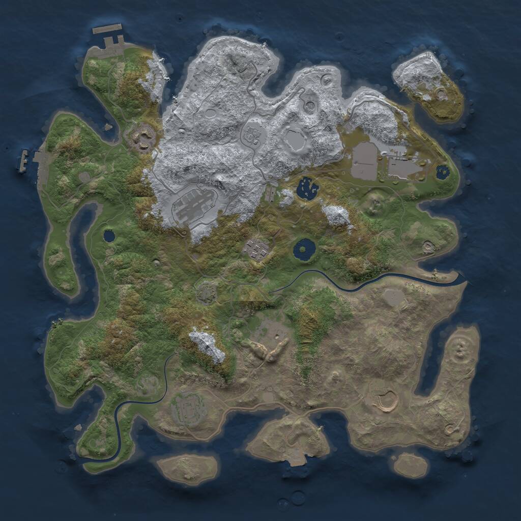 Rust Map: Procedural Map, Size: 3600, Seed: 1336010697, 14 Monuments