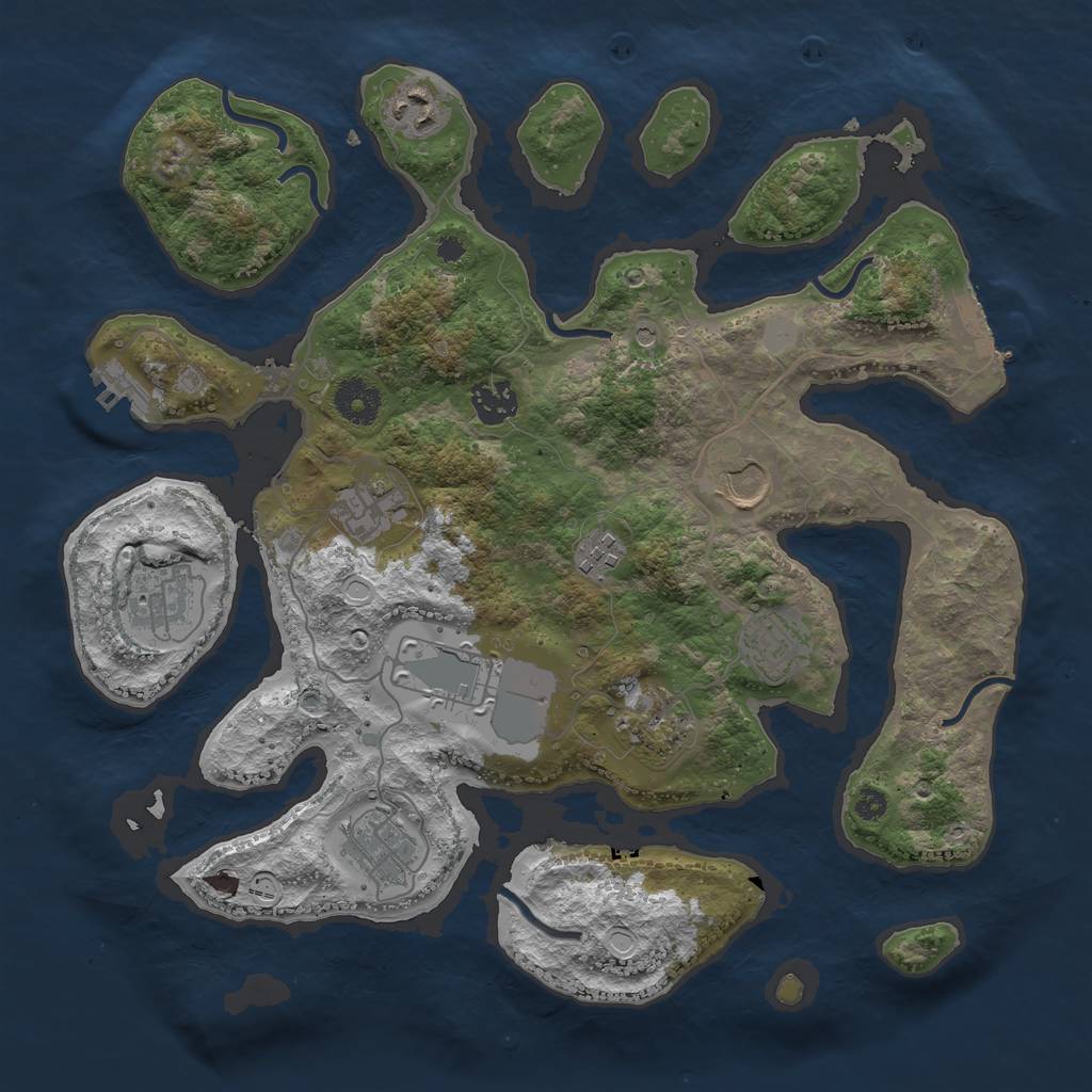 Rust Map: Procedural Map, Size: 3550, Seed: 736331, 18 Monuments