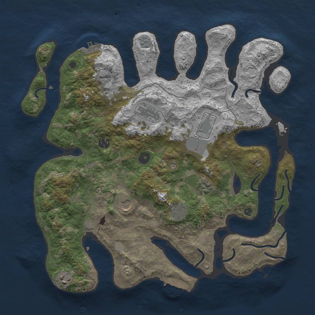Rust Map: Procedural Map, Size: 4000, Seed: 181632, 16 Monuments