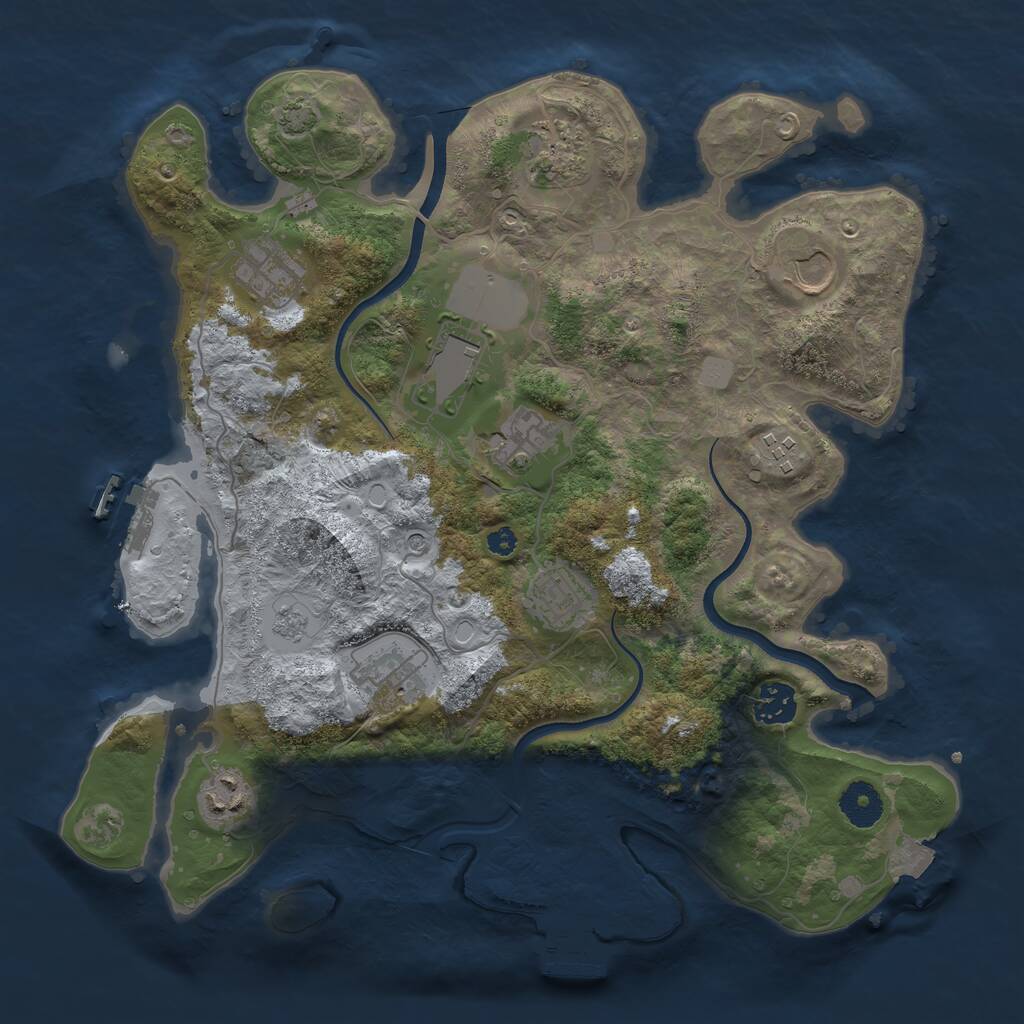 Rust Map: Procedural Map, Size: 3550, Seed: 629909, 16 Monuments