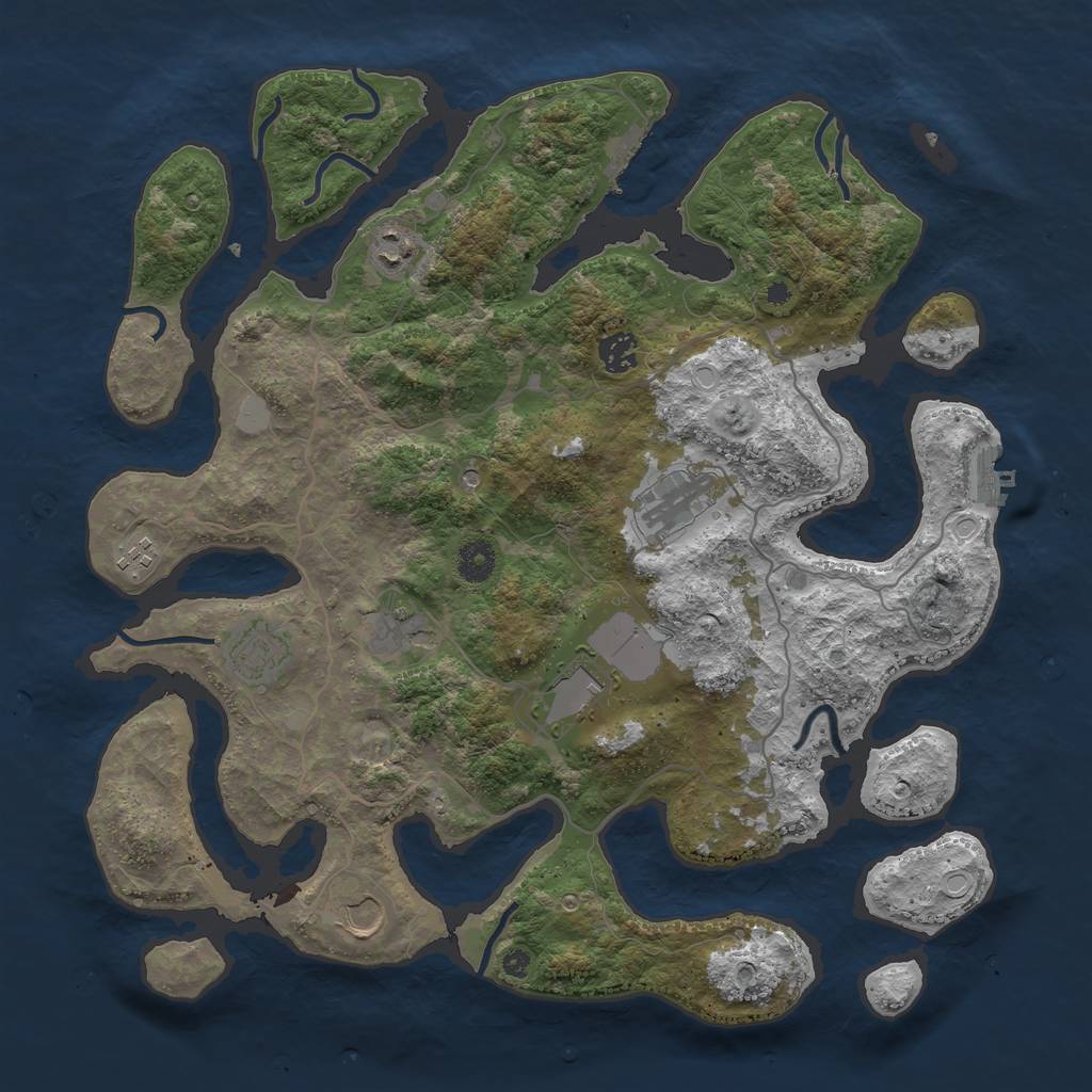 Rust Map: Procedural Map, Size: 4000, Seed: 66345668, 16 Monuments