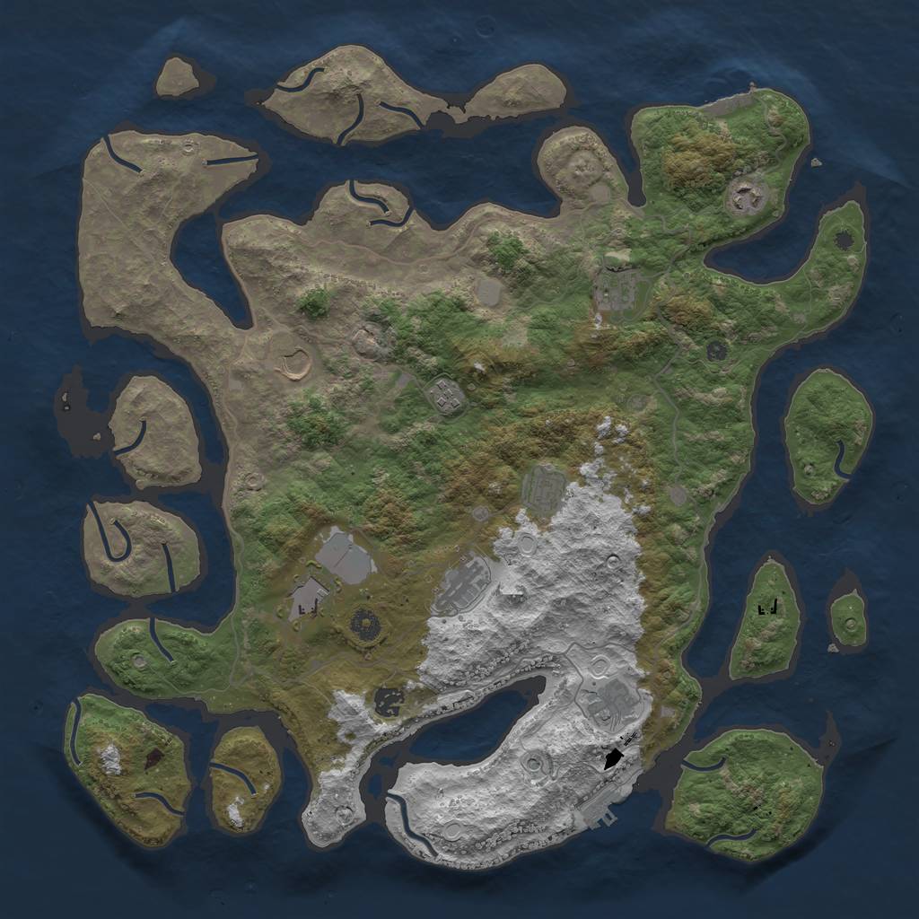 Rust Map: Procedural Map, Size: 4500, Seed: 663269274, 17 Monuments