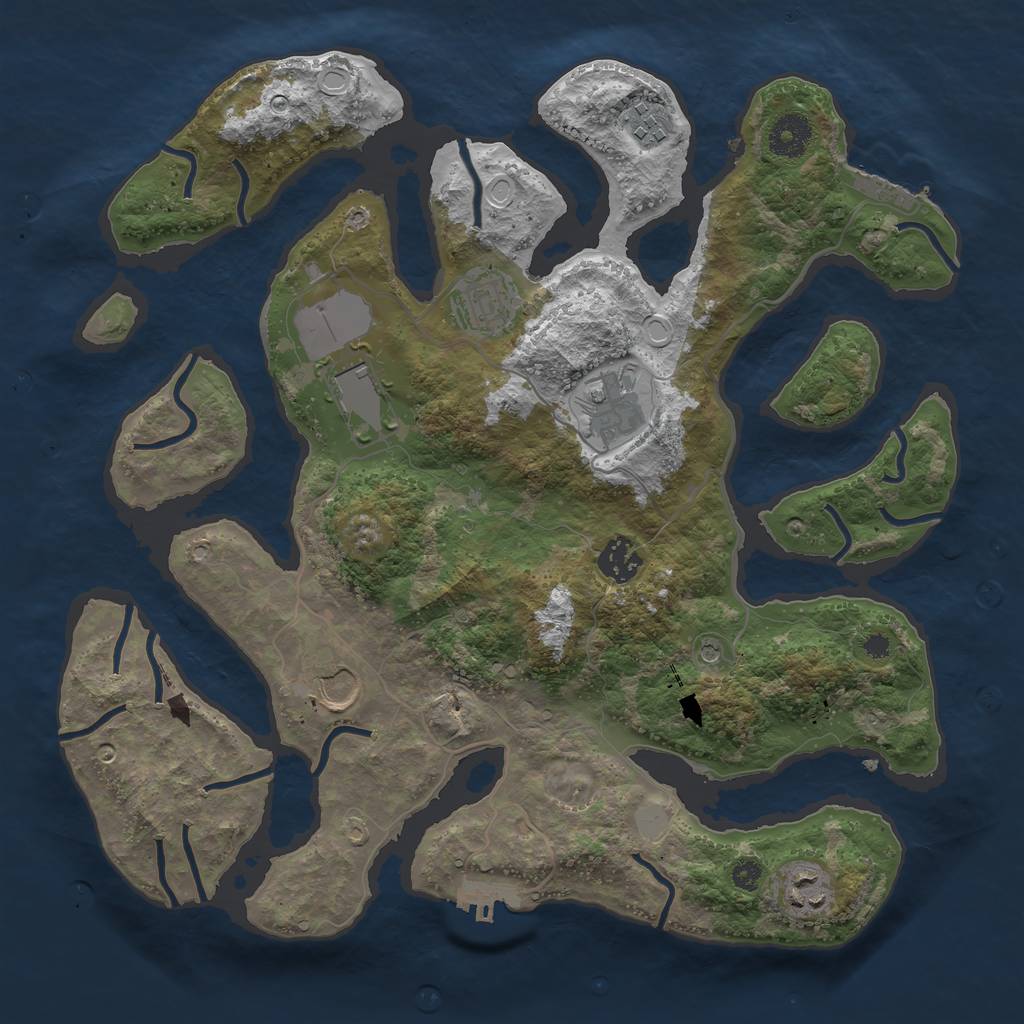 Rust Map: Procedural Map, Size: 3550, Seed: 410295, 15 Monuments