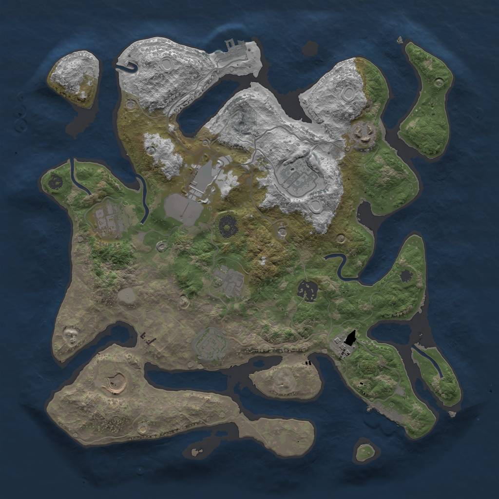 Rust Map: Procedural Map, Size: 3550, Seed: 546650, 17 Monuments