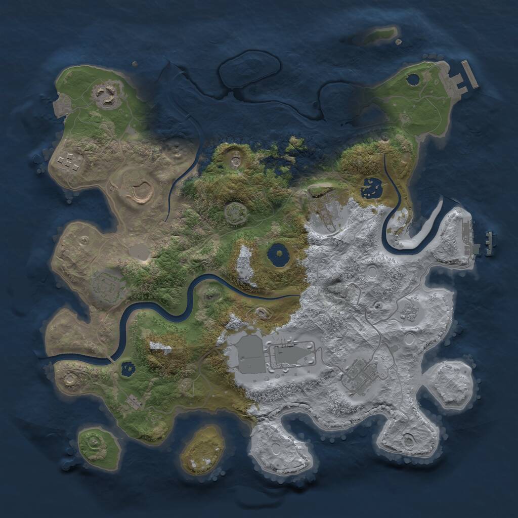 Rust Map: Procedural Map, Size: 3500, Seed: 5234223, 14 Monuments