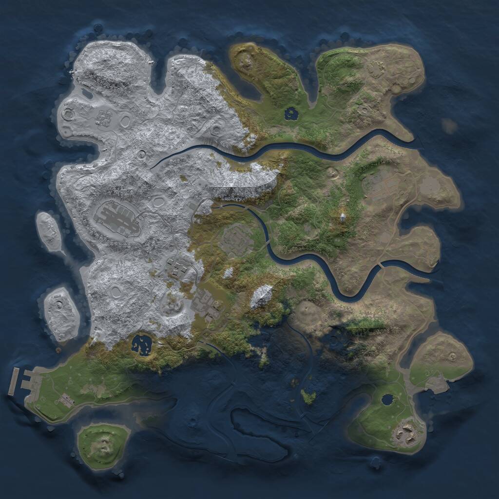 Rust Map: Procedural Map, Size: 3550, Seed: 53580, 12 Monuments