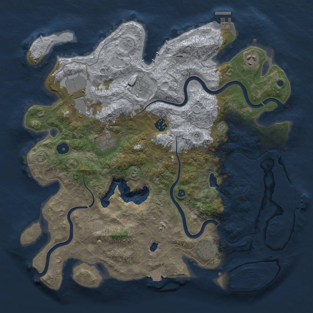 Rust Map: Procedural Map, Size: 4000, Seed: 476991, 12 Monuments