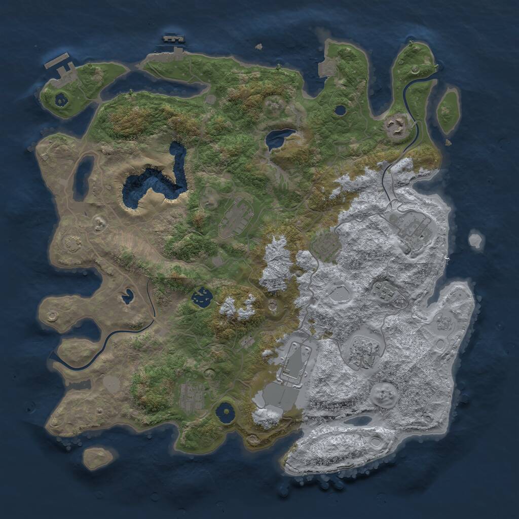 Rust Map: Procedural Map, Size: 4000, Seed: 467597, 15 Monuments
