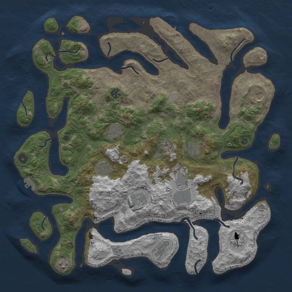 Rust Map: Procedural Map, Size: 4500, Seed: 4493447, 19 Monuments