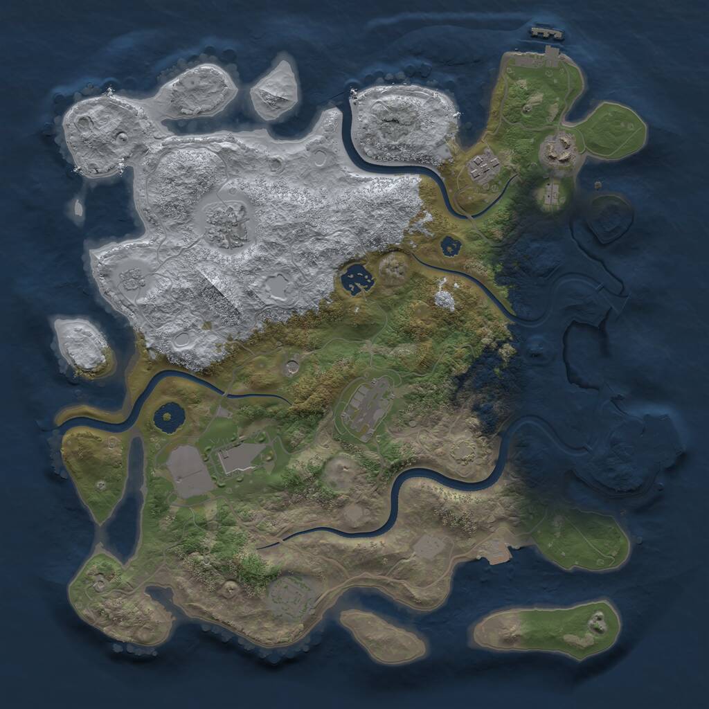 Rust Map: Procedural Map, Size: 3550, Seed: 742961, 13 Monuments