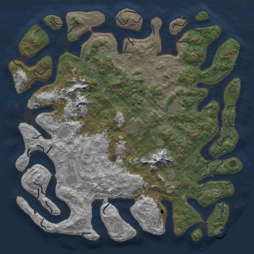 Rust Map: Procedural Map, Size: 6000, Seed: 101, 19 Monuments