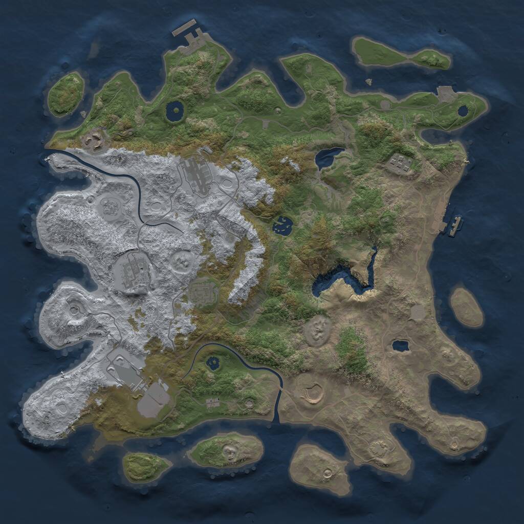 Rust Map: Procedural Map, Size: 4000, Seed: 668532, 14 Monuments