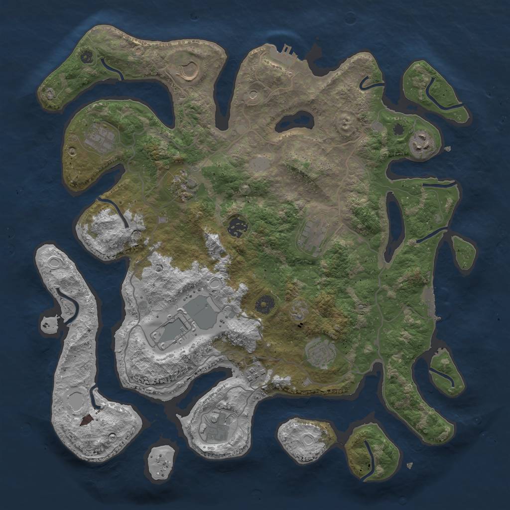 Rust Map: Procedural Map, Size: 4000, Seed: 499451, 18 Monuments
