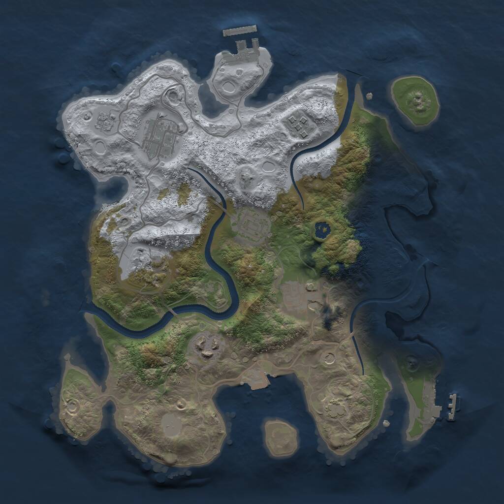 Rust Map: Procedural Map, Size: 3000, Seed: 334876, 12 Monuments