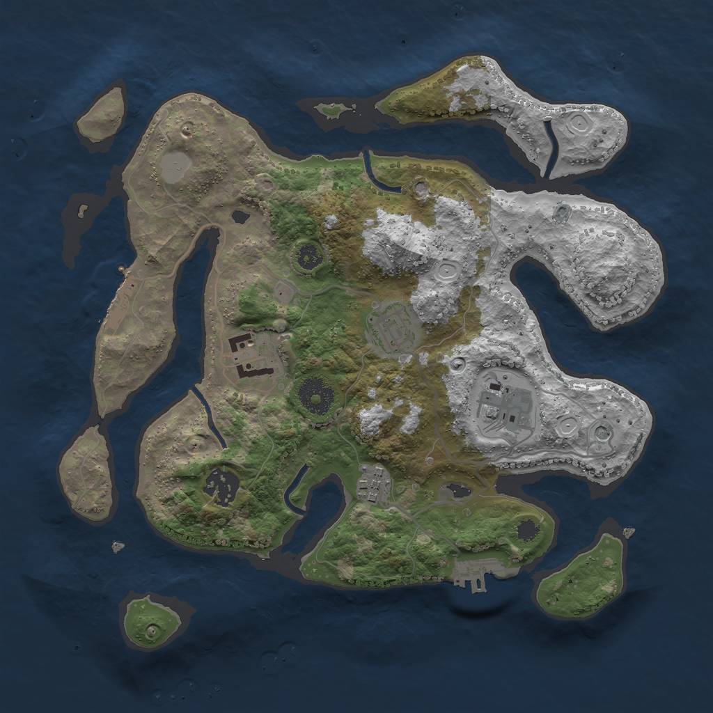 Rust Map: Procedural Map, Size: 3000, Seed: 1234987, 13 Monuments