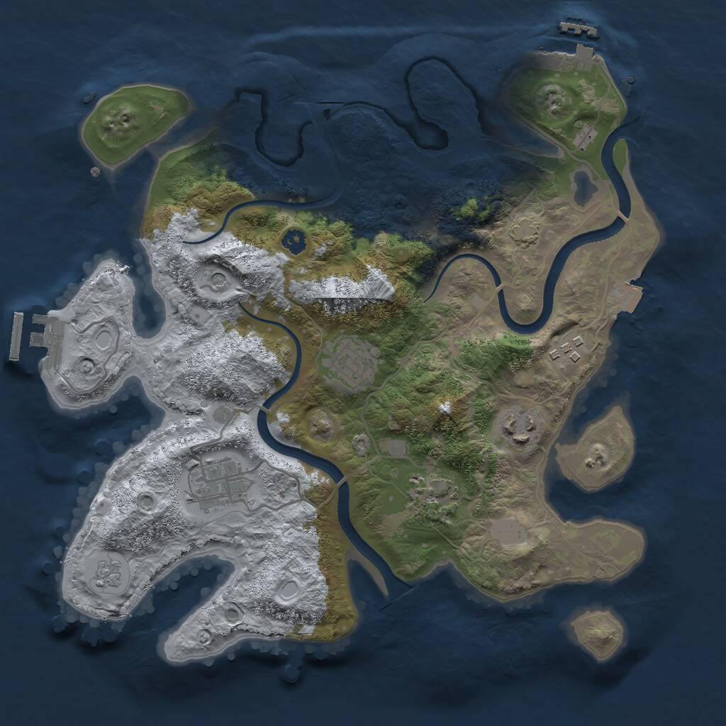 Rust Map: Procedural Map, Size: 3000, Seed: 706383002, 11 Monuments