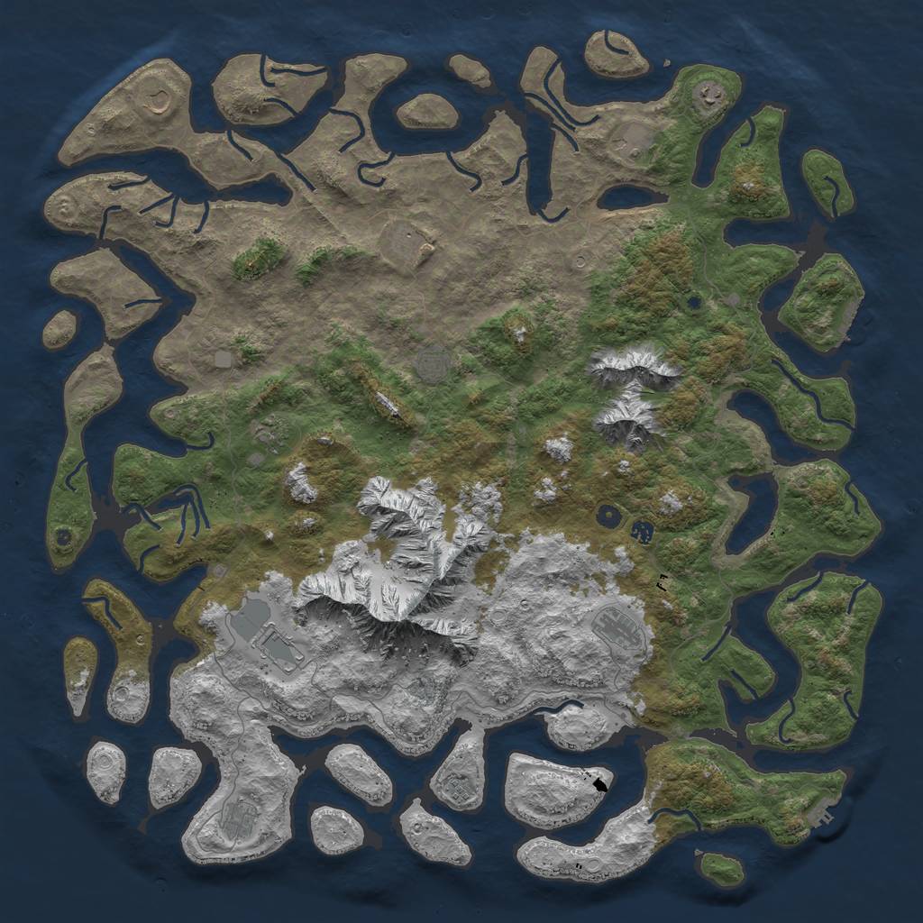 Rust Map: Procedural Map, Size: 6000, Seed: 107355404, 19 Monuments