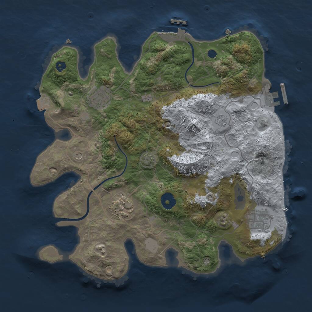 Rust Map: Procedural Map, Size: 3000, Seed: 1633681696, 9 Monuments