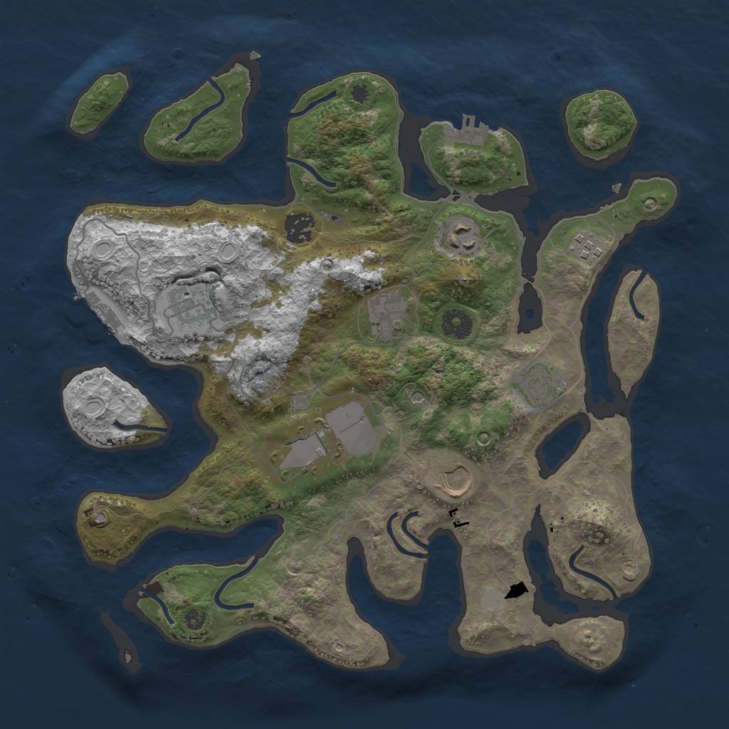 Rust Map: Procedural Map, Size: 3550, Seed: 126564, 16 Monuments