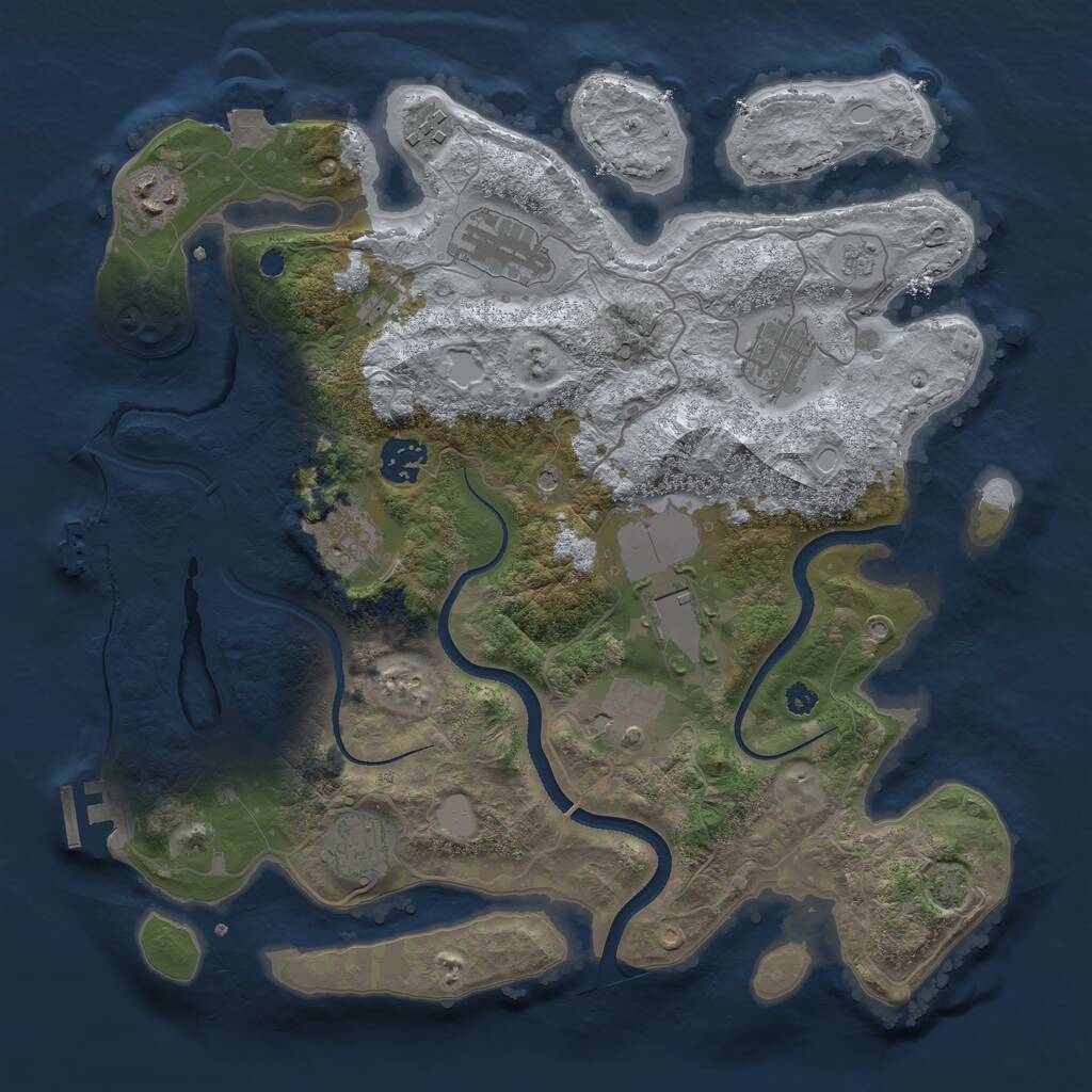 Rust Map: Procedural Map, Size: 3500, Seed: 228223, 15 Monuments