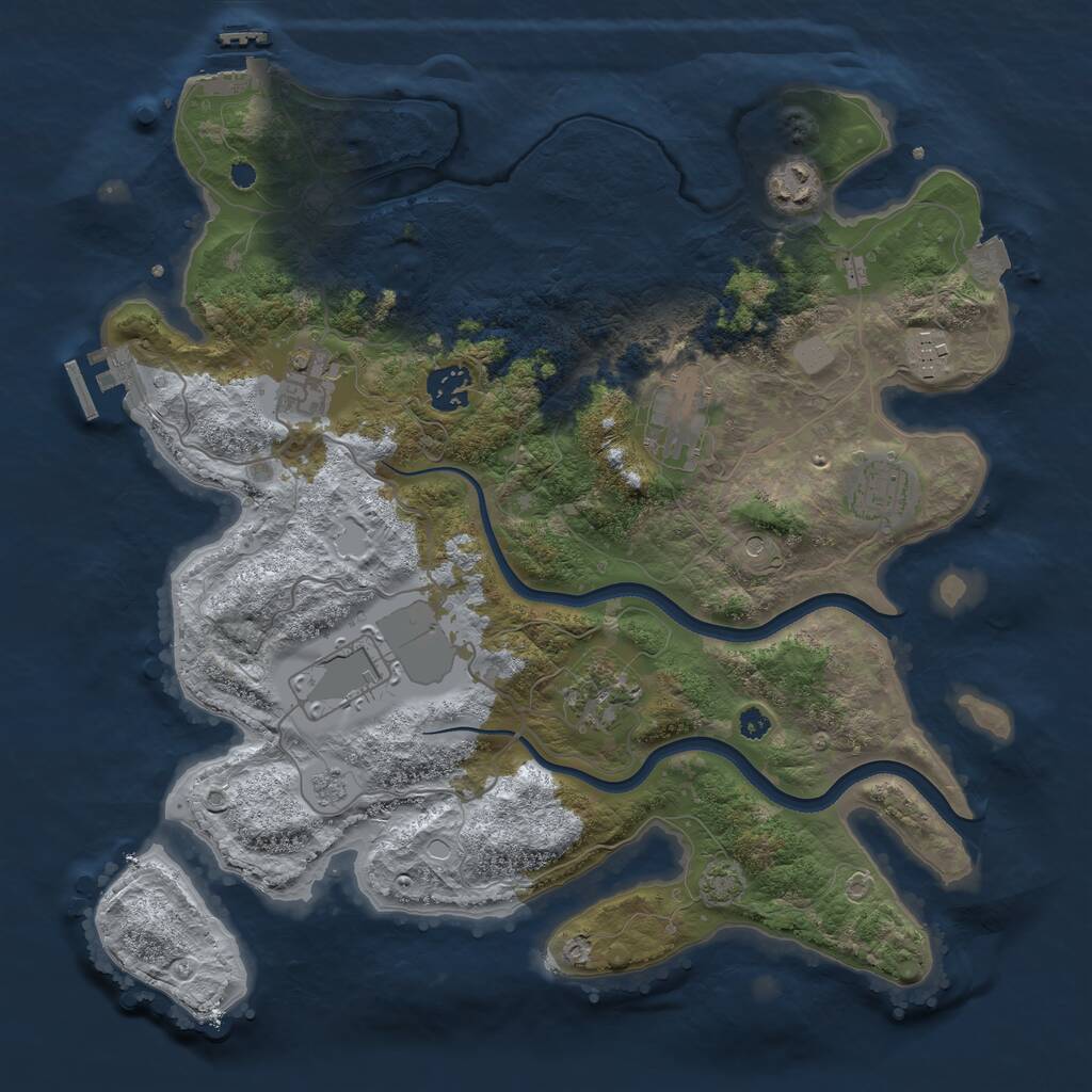 Rust Map: Procedural Map, Size: 3550, Seed: 892206, 14 Monuments