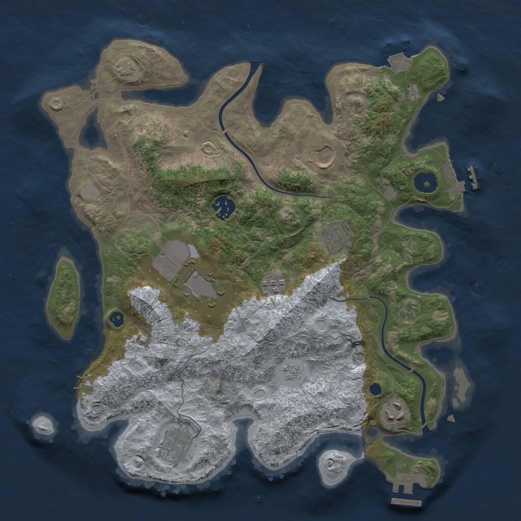 Rust Map: Procedural Map, Size: 3500, Seed: 80892, 13 Monuments