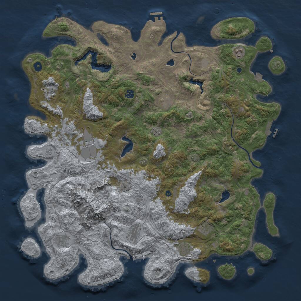 Rust Map: Procedural Map, Size: 5000, Seed: 184, 16 Monuments