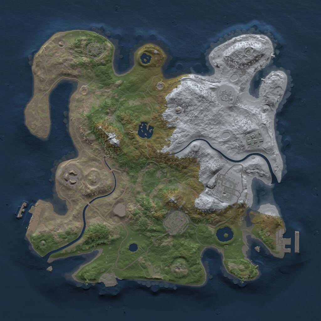 Rust Map: Procedural Map, Size: 3000, Seed: 252168643, 10 Monuments
