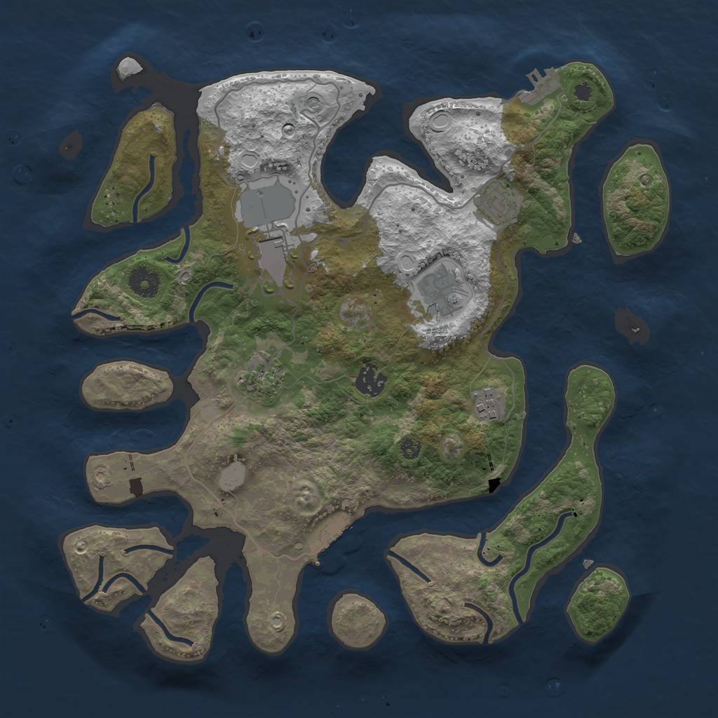 Rust Map: Procedural Map, Size: 3500, Seed: 256625, 14 Monuments