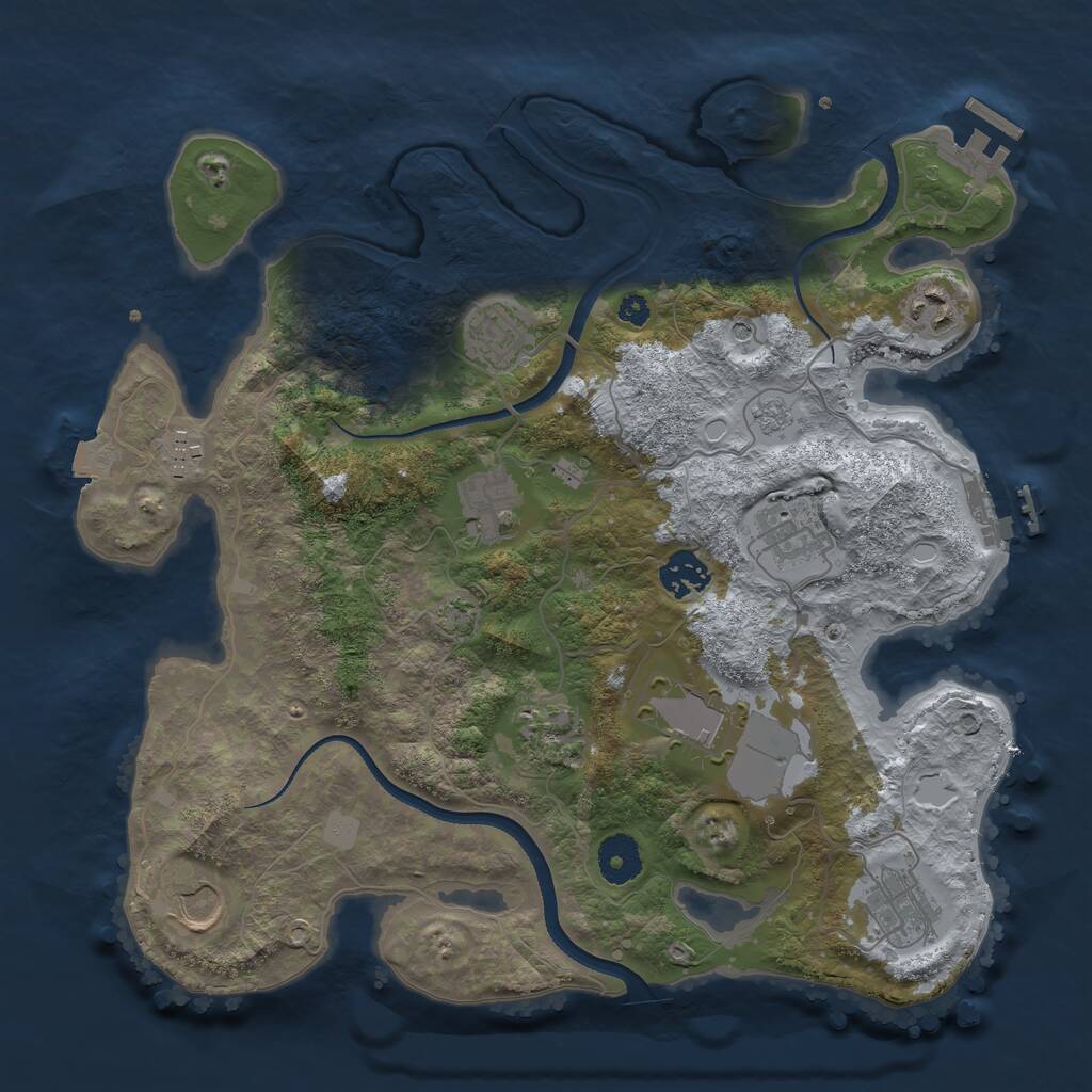 Rust Map: Procedural Map, Size: 3500, Seed: 574576728, 16 Monuments
