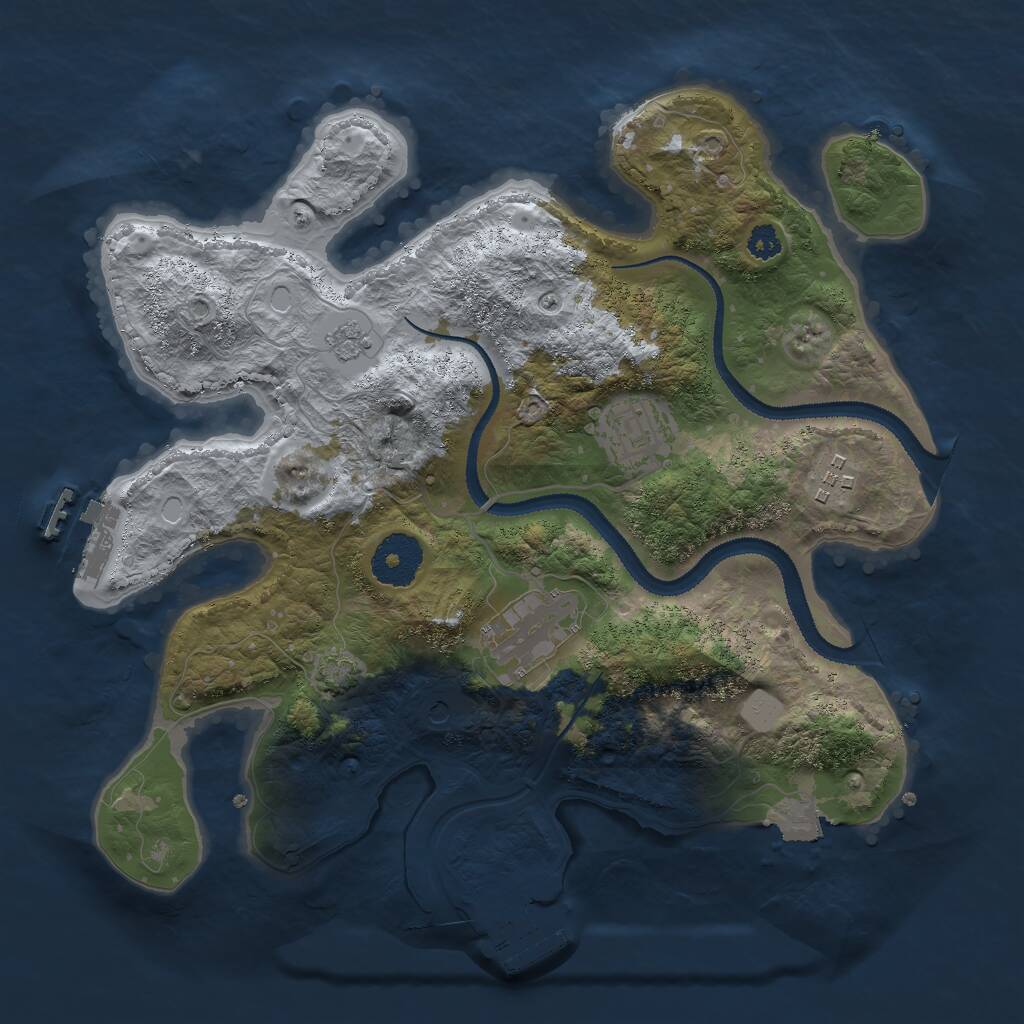 Rust Map: Procedural Map, Size: 3000, Seed: 2435432, 9 Monuments