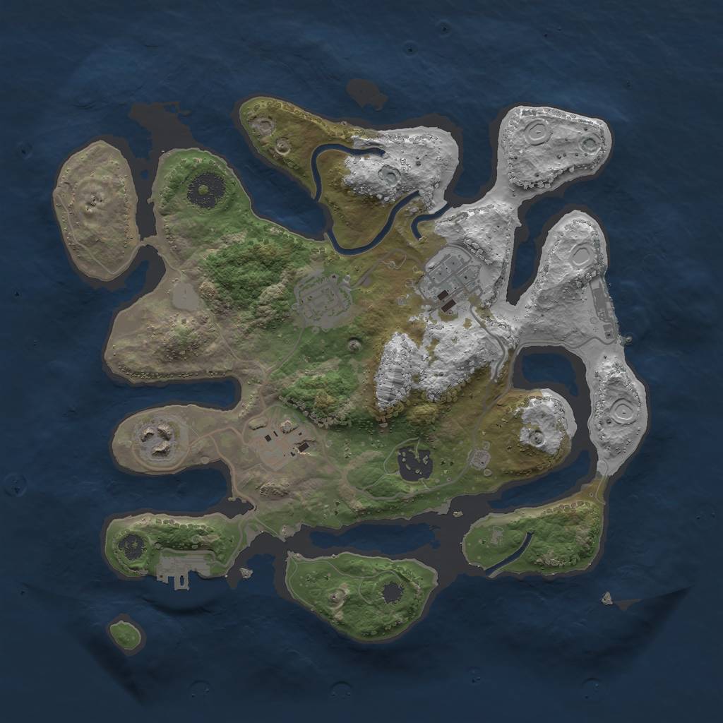 Rust Map: Procedural Map, Size: 3000, Seed: 55125623, 12 Monuments
