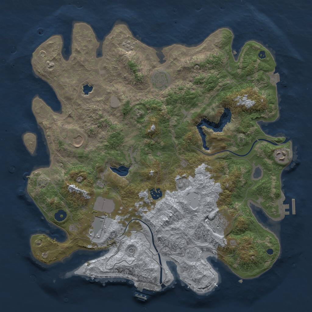 Rust Map: Procedural Map, Size: 4000, Seed: 954321, 13 Monuments