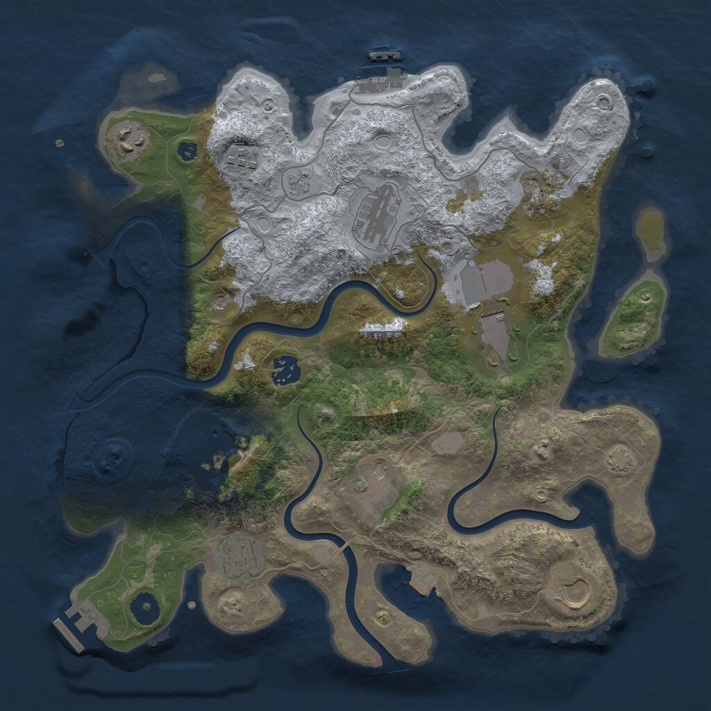 Rust Map: Procedural Map, Size: 3550, Seed: 491428, 16 Monuments