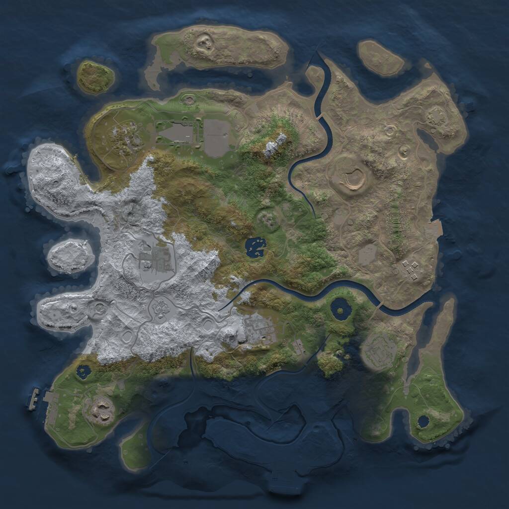 Rust Map: Procedural Map, Size: 3550, Seed: 964348, 15 Monuments