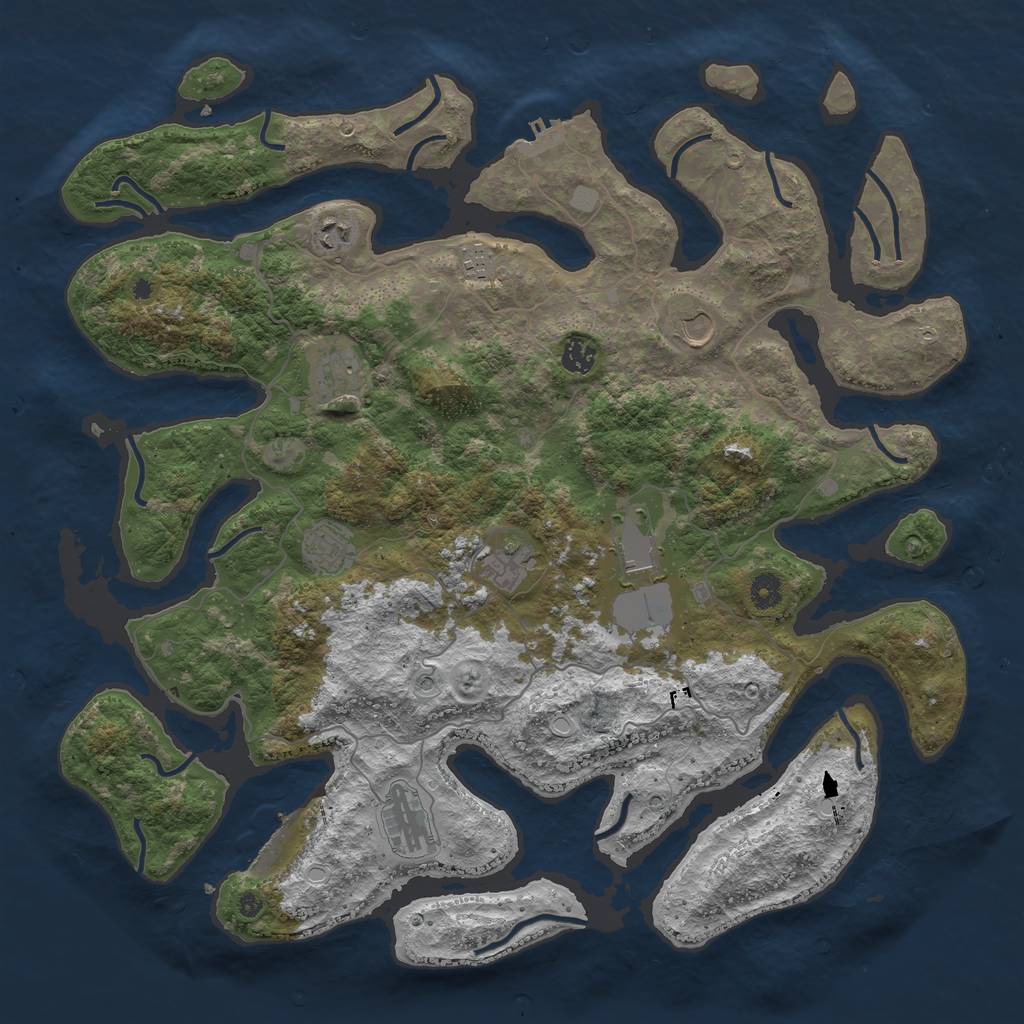 Rust Map: Procedural Map, Size: 4444, Seed: 1489761254, 17 Monuments