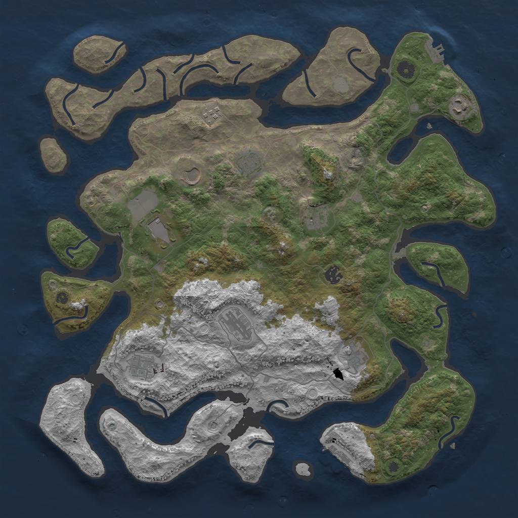 Rust Map: Procedural Map, Size: 4500, Seed: 840130848, 18 Monuments