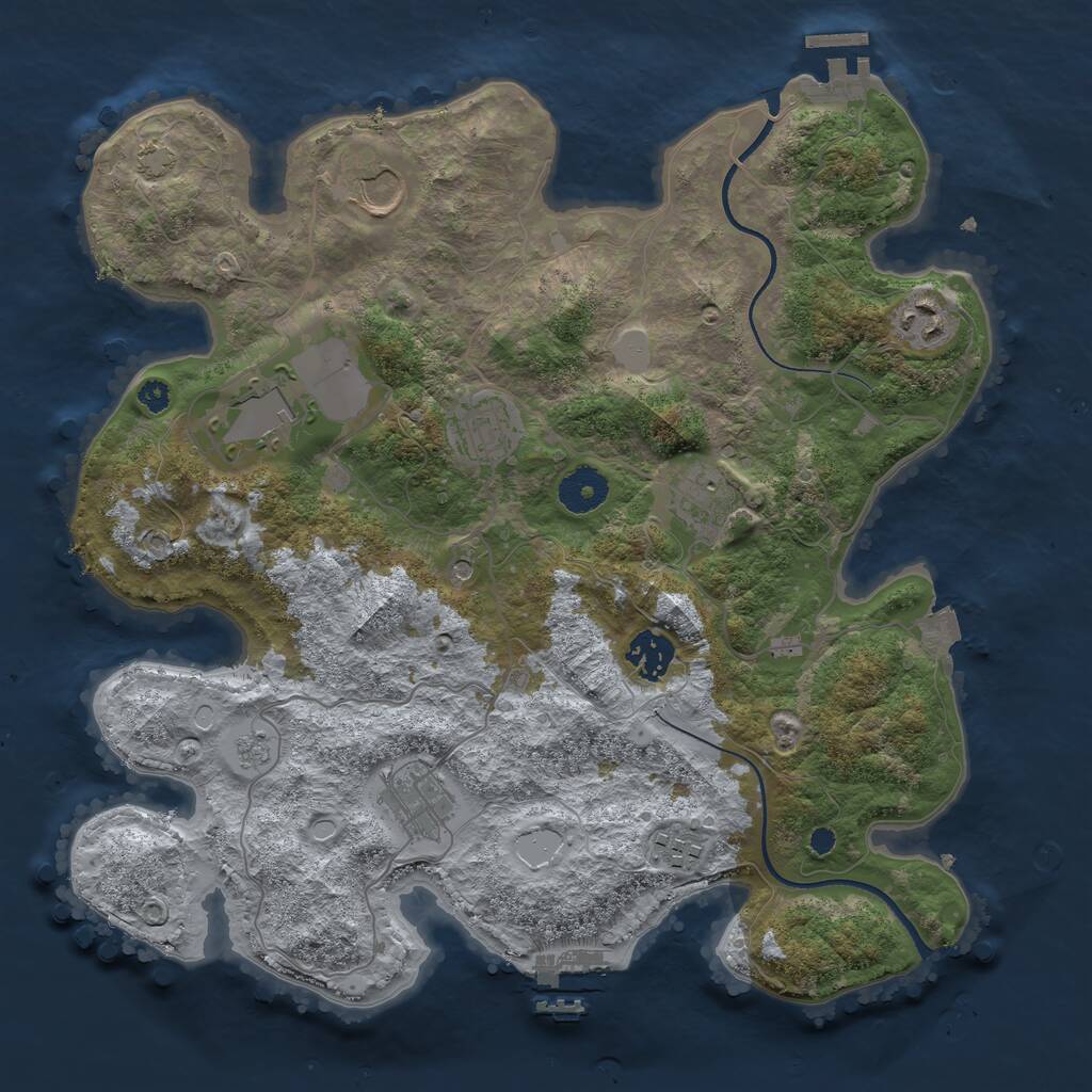 Rust Map: Procedural Map, Size: 3500, Seed: 2104288830, 14 Monuments