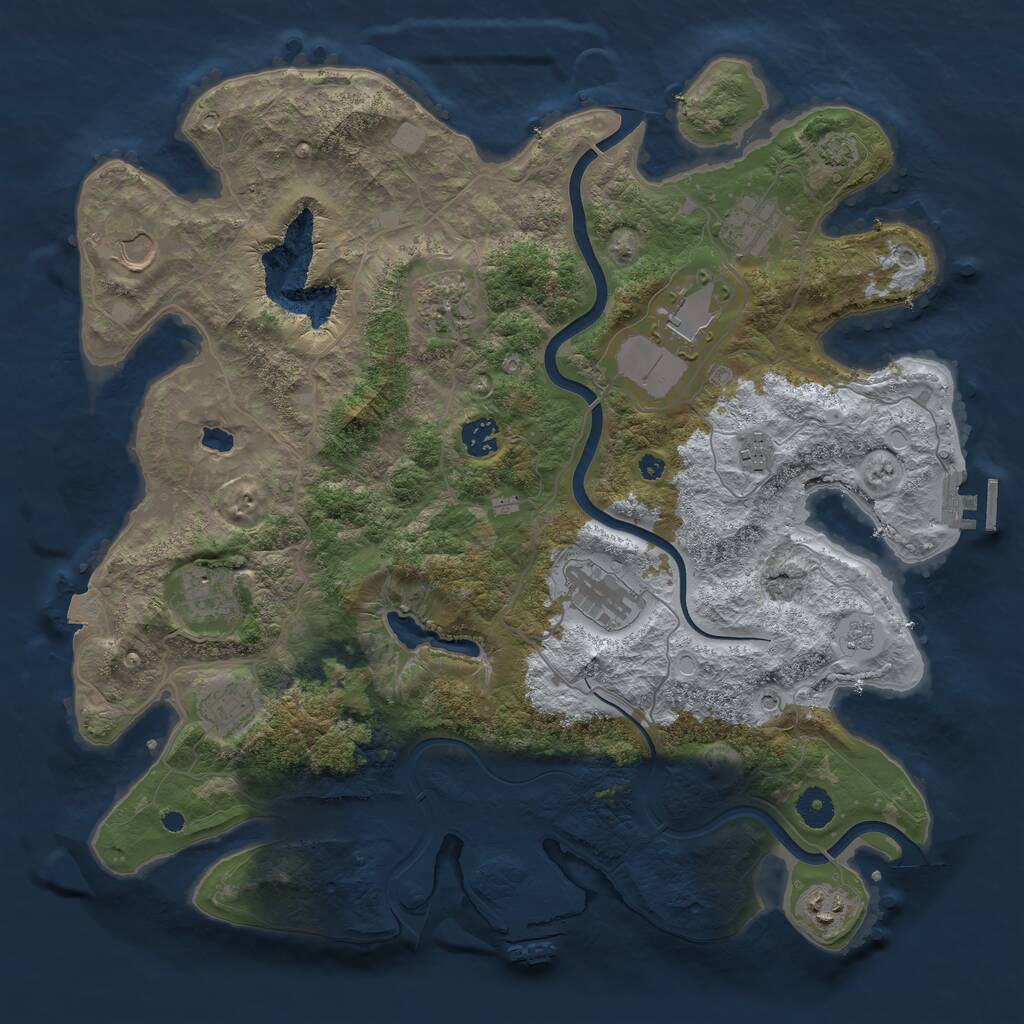 Rust Map: Procedural Map, Size: 4000, Seed: 1211105140, 16 Monuments