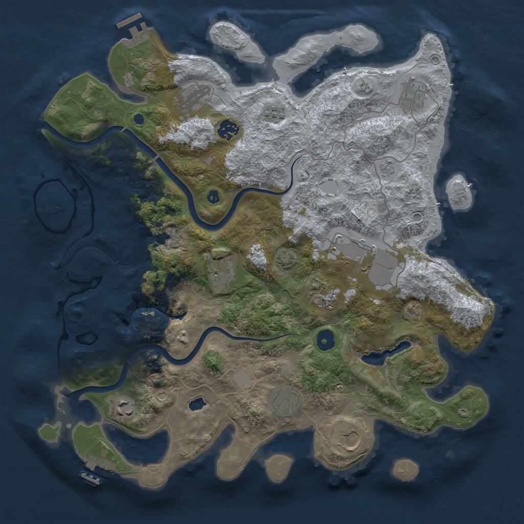 Rust Map: Procedural Map, Size: 4000, Seed: 1734673223, 16 Monuments