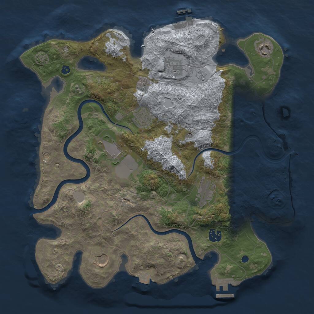 Rust Map: Procedural Map, Size: 3550, Seed: 499136, 14 Monuments