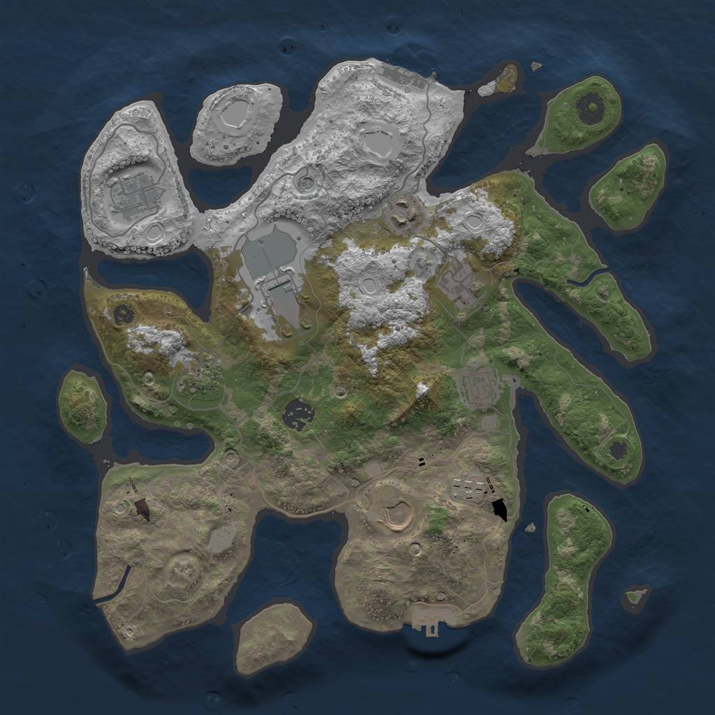 Rust Map: Procedural Map, Size: 3550, Seed: 517559, 17 Monuments