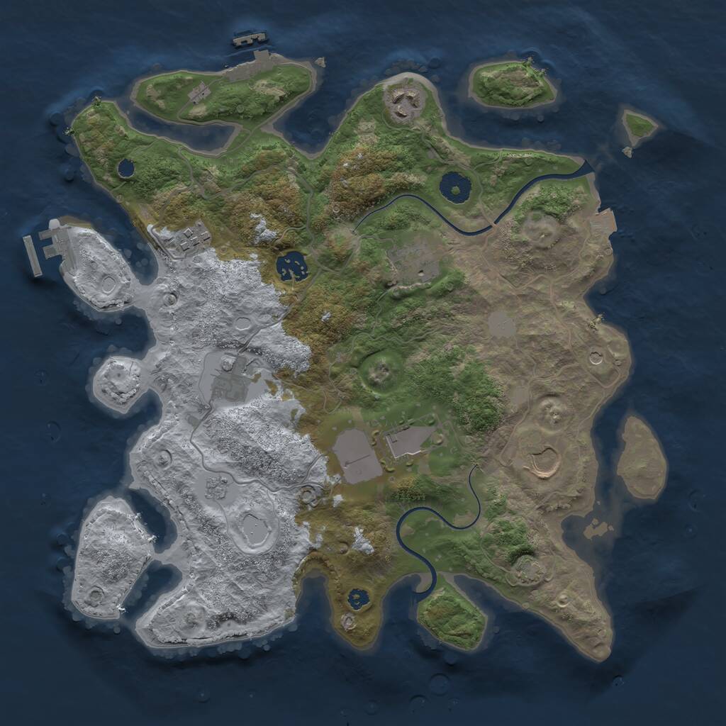 Rust Map: Procedural Map, Size: 3500, Seed: 122284042, 13 Monuments