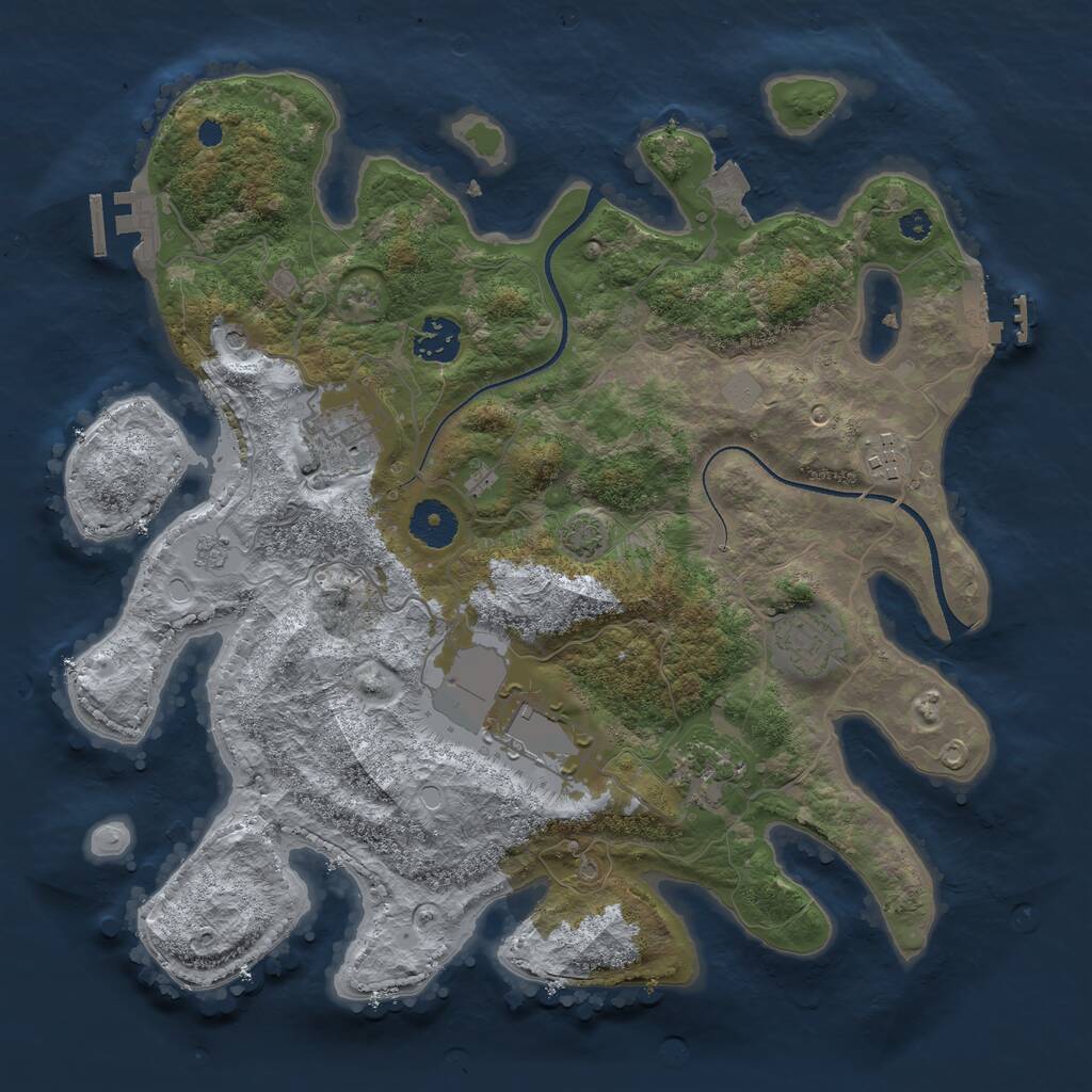 Rust Map: Procedural Map, Size: 3500, Seed: 363737, 12 Monuments
