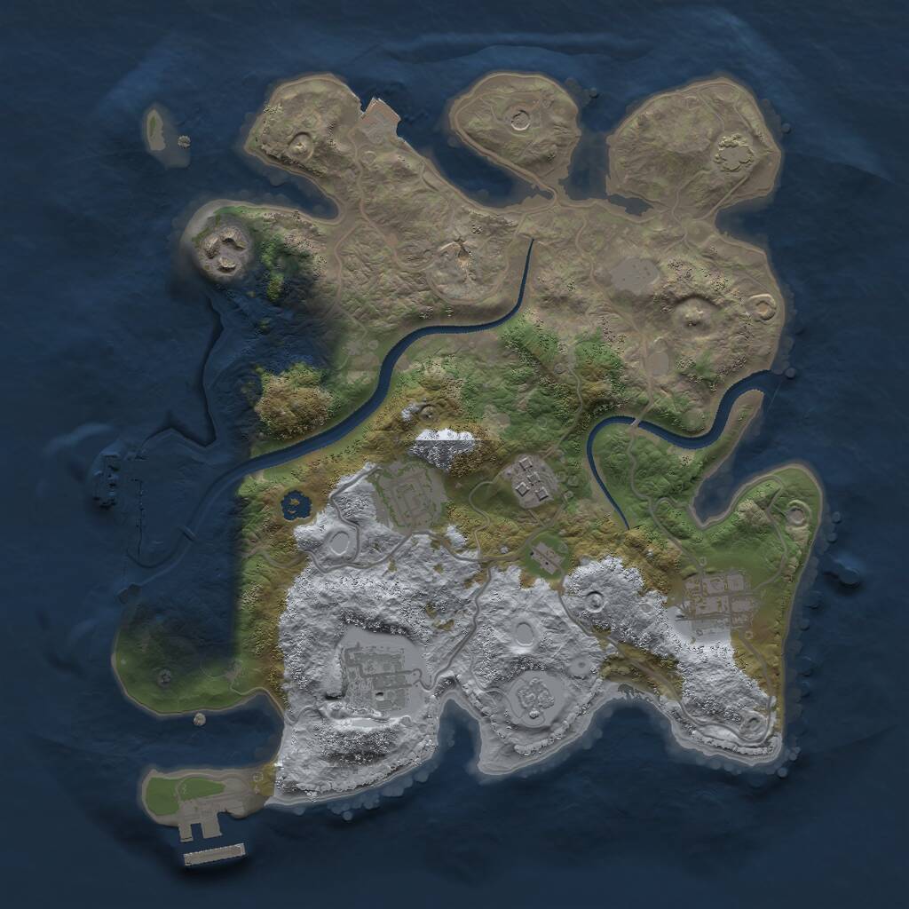 Rust Map: Procedural Map, Size: 3000, Seed: 829118946, 11 Monuments